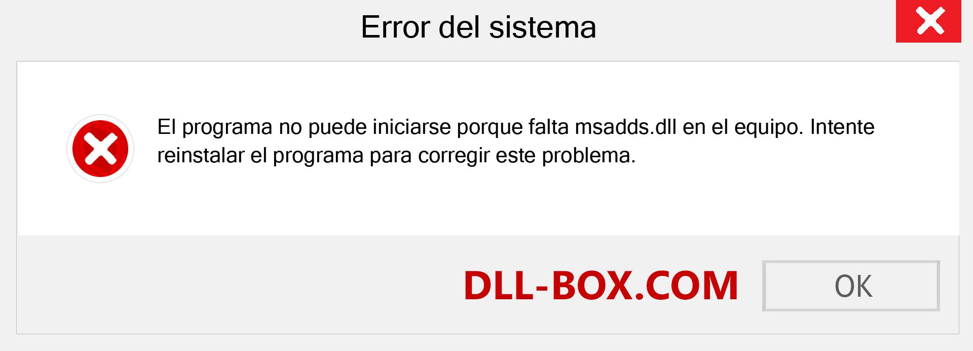 ¿Falta el archivo msadds.dll ?. Descargar para Windows 7, 8, 10 - Corregir msadds dll Missing Error en Windows, fotos, imágenes