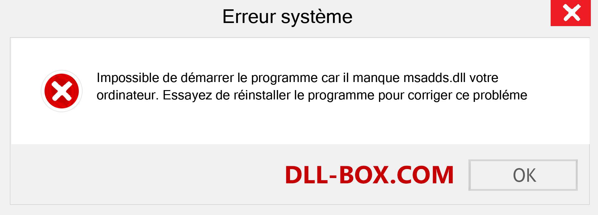 Le fichier msadds.dll est manquant ?. Télécharger pour Windows 7, 8, 10 - Correction de l'erreur manquante msadds dll sur Windows, photos, images